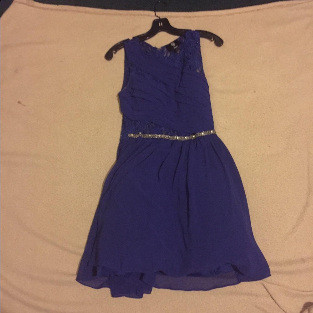 royal blue lace chiffon dress